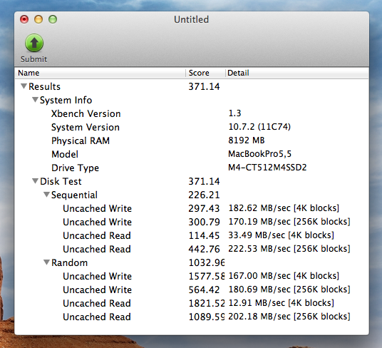 apple ssd xbench no filevault - Benchmark - Crucial m4 (SATA III) im MacBook Pro (Mid 2009) mit SATA II