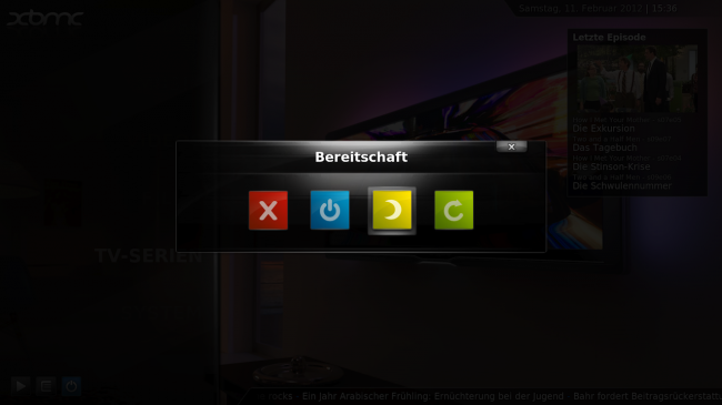 xbmc shutdown menu suspend 650x365 - Linux - Probleme nach dem Bereitschaftsmodus - Fernbedienung, Netzwerk und Sound funktionieren nicht