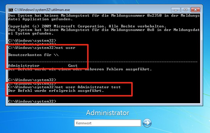 Windows 7 – Passwort vergessen / knacken / umgehen / zurücksetzen