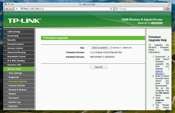 tp link wr1043nd 02 firmware upgrade 600x387 - DD-WRT - HowTo - Repeater konfigurieren - TL-WR1043ND