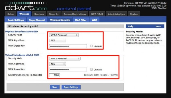 tp link wr1043nd dd wrt 06 wlan security 600x345 - DD-WRT - HowTo - Repeater konfigurieren - TL-WR1043ND