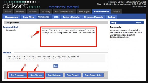 tp link wr1043nd dd wrt 08 commands save startup 600x339 - DD-WRT – automatischer Neustart, jede Nacht