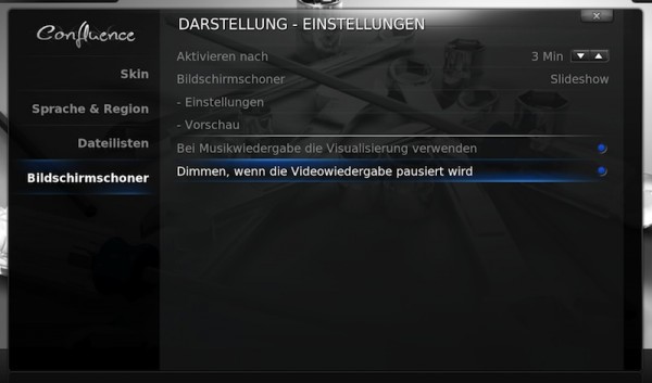 xbmc einstellungen darstellung bildschirmschoner dimmen wenn videowiedergabe pausiert wird 600x353 - XBMC - Dim beim Pausieren deaktivieren - SEDU Ambilight flackert