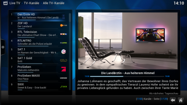 XBMC - Live-TV mit Senderlogos