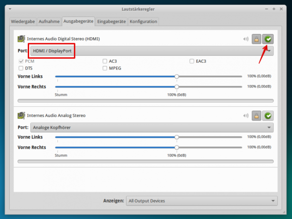 xfce audio settings 600x451 - Projekt Media-PC - Xubuntu - Konfiguration