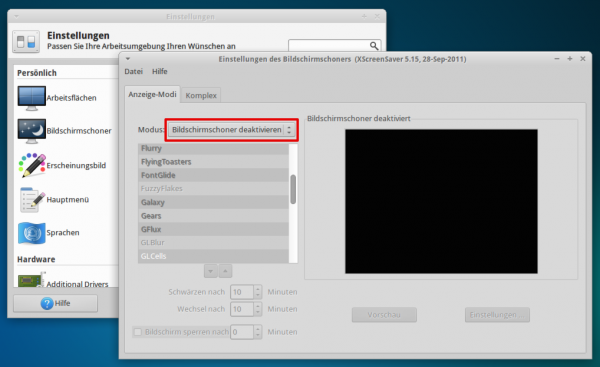 xfce screensaver 600x367 - Projekt Media-PC - Xubuntu - Konfiguration