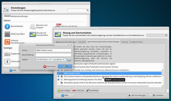 xfce xbmc autostart 600x356 - Projekt Media-PC – XBMC - Installation und Konfiguration