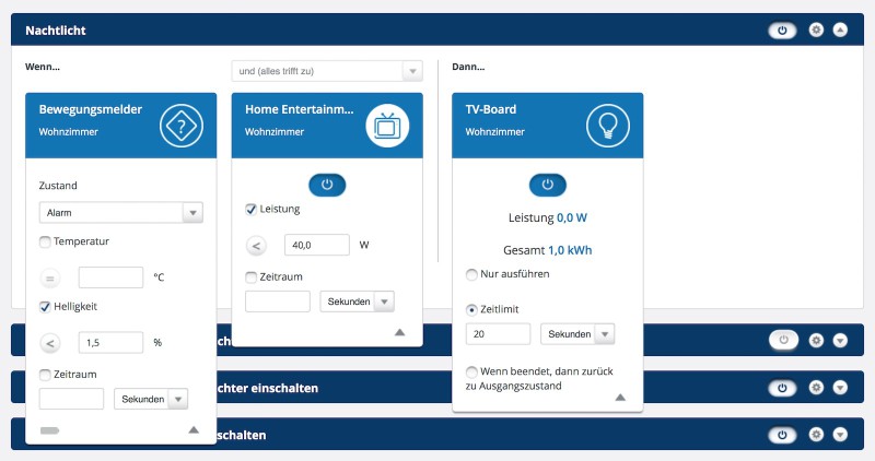 Devolo Webinterface Regel Nachtlicht 800x422 - Erfahrungsbericht – Devolo Home Control – Nachtlicht mit Bewegungsmelder und Schaltsteckdose