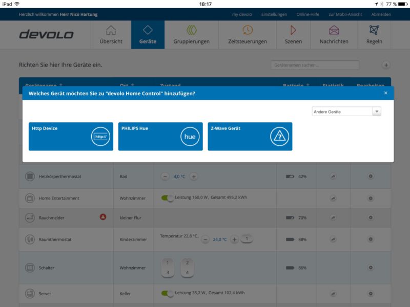 Z Weather mit Devolo 01 800x600 - Z-Weather am Devolo Home Control anmelden - Step 1