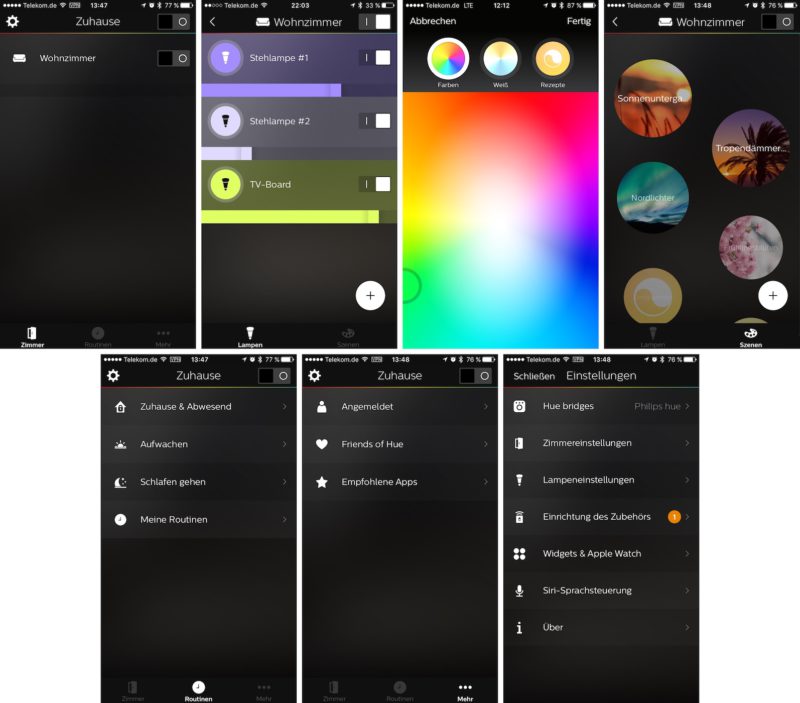 hue app benutzung 800x703 - Erfahrungsbericht – Philips Hue Starter Set & Wireless Dimming Kit (E27)