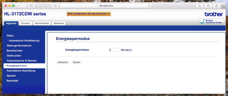 brother farblaser hl 3172cdw webinterface energiesparmodus 800x337 - Kurztest - Brother HL-3172CDW - Farblaserdrucker