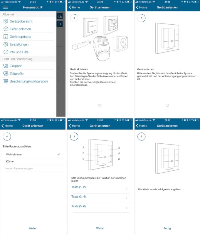 homematic ip wandtaster 6 fach mmip wrc6 anlernprozess ueber die app 681x800 - Kurztest – HomeMatic IP – Wandtaster 6-fach (HmIP-WRC6)