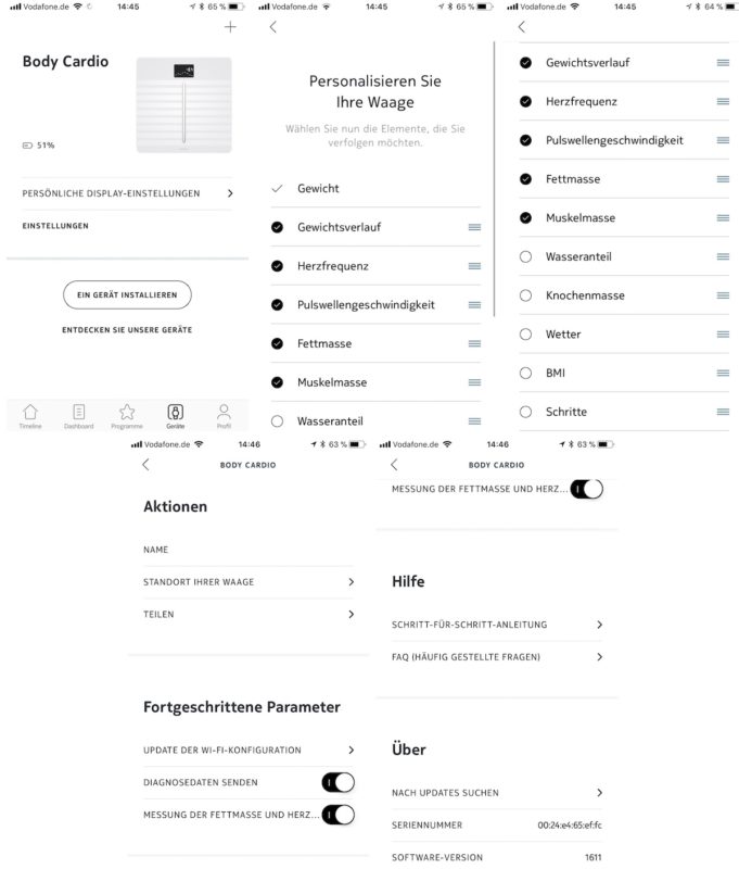 nokia body cardio einstellungen 681x800 - Test - Withings Body Cardio - WLAN-Körperwaage mit Messung der Pulswellengeschwindigkeit