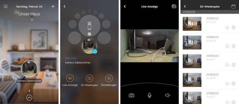 dlink omna 180 hd app bedienung 800x349 - Test - D-Link Omna 180 - HomeKit Kamera mit 180° Blickfeld