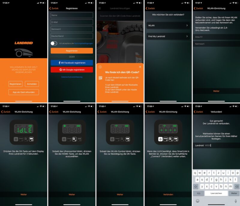 worx landroid m500 wr141e verbindung per wlan herstellen 800x686 - Test - Worx Landroid M500 2019 (WR141E) - Mähroboter