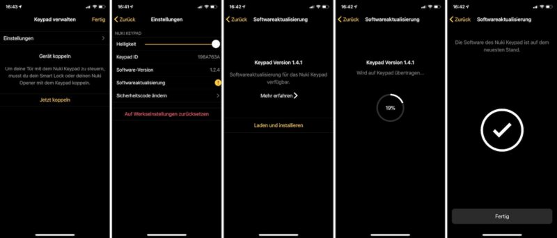 nuki keypad app screenshots firmware update 800x342 - Test - NUKI Keypad in Verbindung mit dem smarten Schloss 2.0