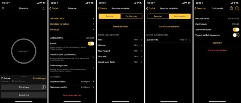 nuki keypad app screenshots zugriffcodes 800x342 - Test - NUKI Keypad in Verbindung mit dem smarten Schloss 2.0