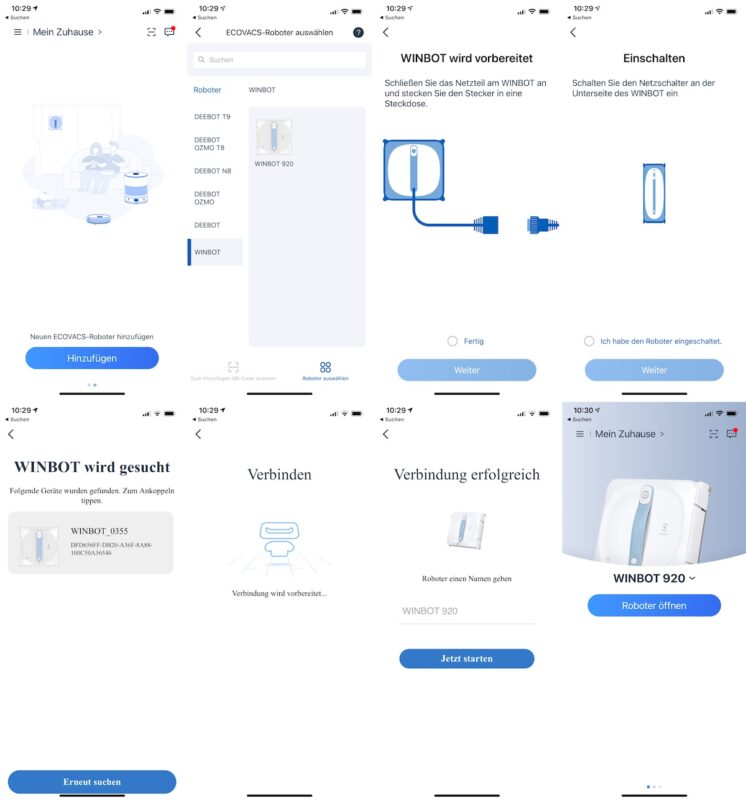 ecovacs winbot 920 einrichtung 746x800 - Test - Ecovacs WINBOT 920 - Fensterputzroboter
