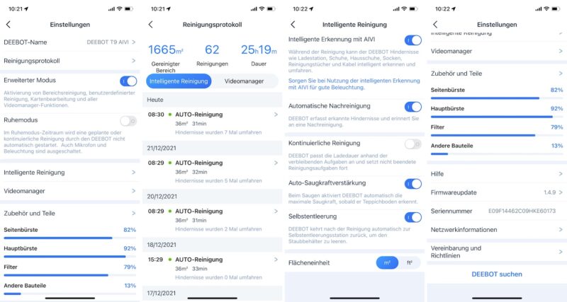 ecovacs deebot t9 aivi einstellungen 800x427 - Test - Ecovacs DEEBOT T9 AIVI – Saugroboter mit Livestream