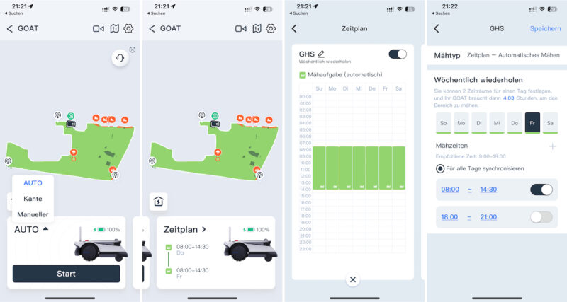 14 Zeitplan ECOVACS GOAT G1 800x427 - Test - ECOVACS GOAT G1 – Mähroboter ohne Begrenzungskabel