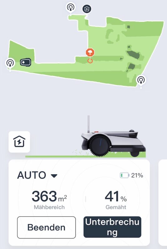 50 Maehvorgang ECOVACS GOAT G1 536x800 - Test - ECOVACS GOAT G1 – Mähroboter ohne Begrenzungskabel