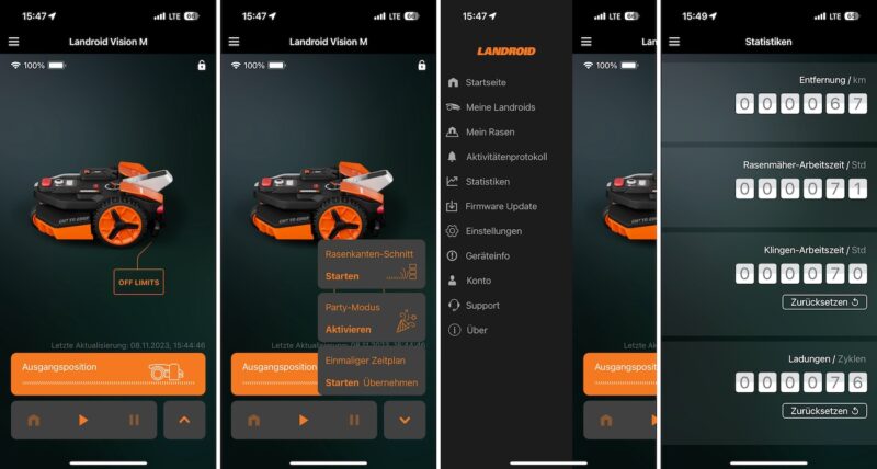 worx landroid vision m800 wr208e start ueber die app 800x428 - Test – WORX Landroid Vision M800 (WR208E) – Mähroboter ohne Begrenzungskabel