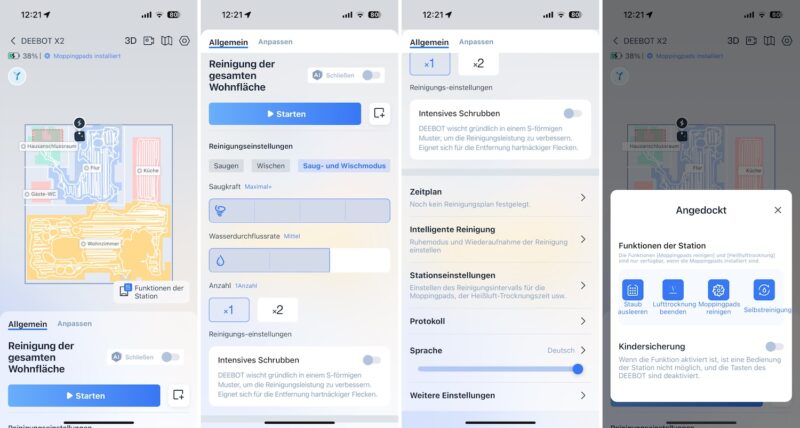 ecovacs deebot x2 omni reinigungseinstellungen 800x428 - Test – ECOVACS DEEBOT X2 OMNI – Saugroboter