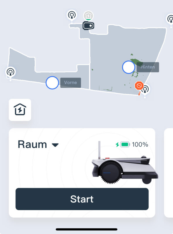 ecovacs goat g1 800 start raum bereich 591x800 - Test - ECOVACS GOAT G1-800 – Mähroboter ohne Begrenzungskabel